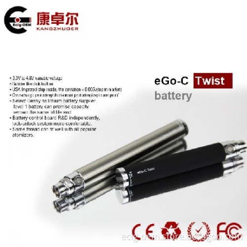 Adjustable Voltage Evod Twist Battery 3.3V to 4.8V Changeable